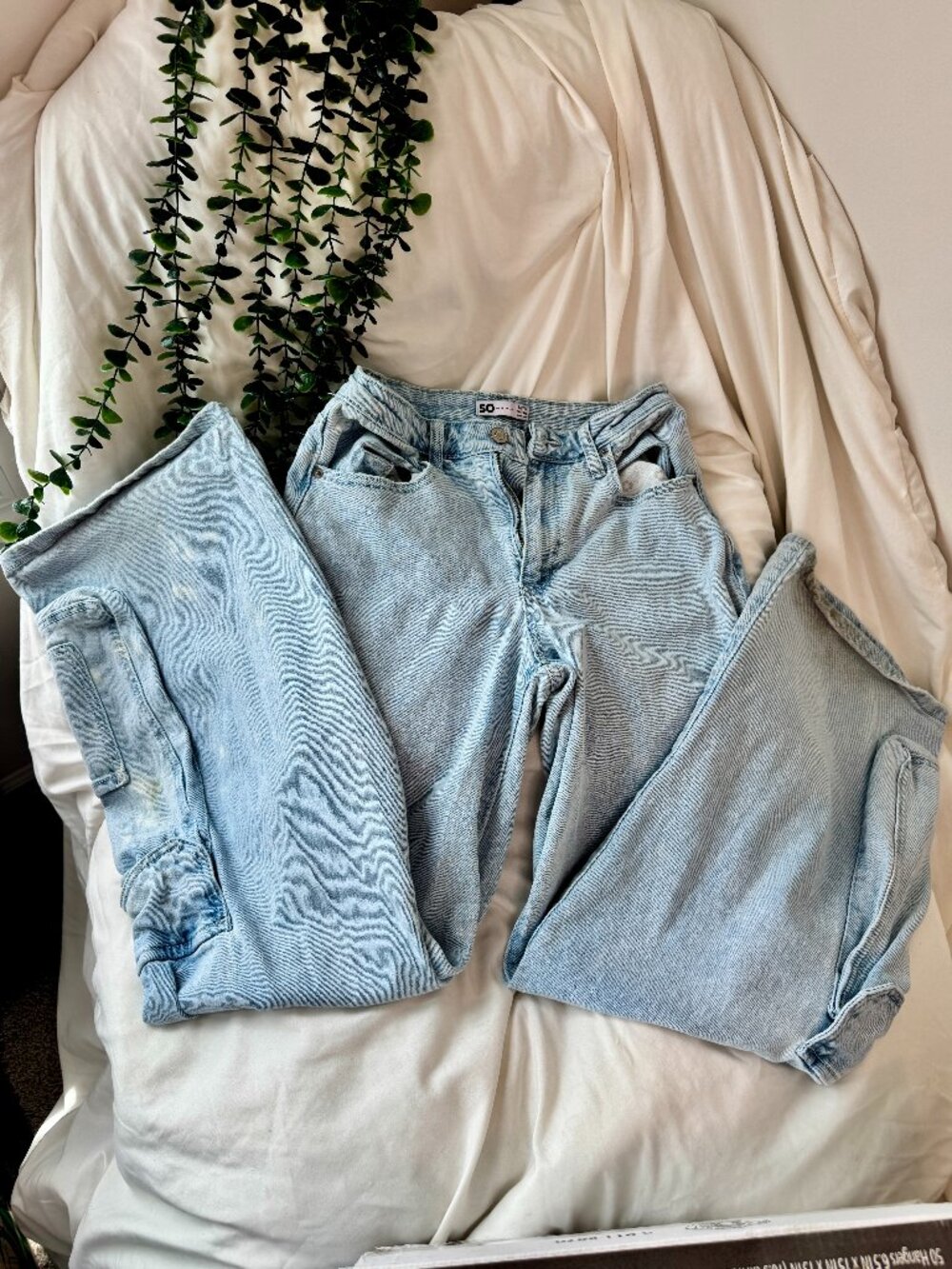 SO Goods For Life Light Wash Super High Rise Wide Leg Jeans Sz 5/27W